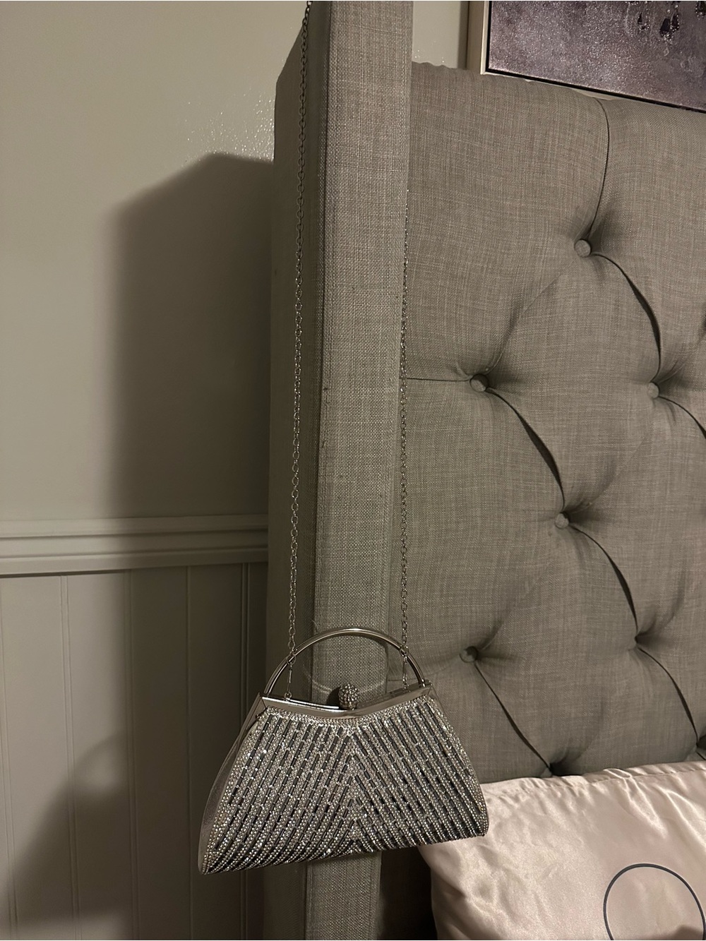 Silver Crystal Evening Clutch Handbag